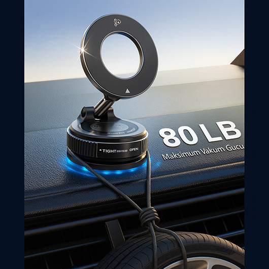 MagLock 360°Dönebilen Vakumlu Ayarlanabilir Katlanabilen Magsafe Araç İçi Telefon Tutucu