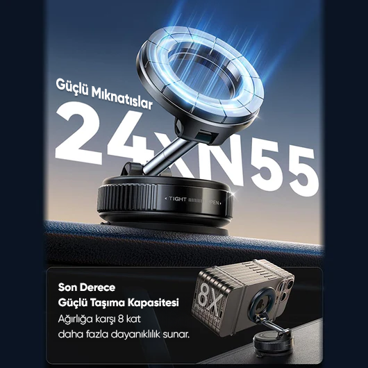 MagLock 360°Dönebilen Vakumlu Ayarlanabilir Katlanabilen Magsafe Araç İçi Telefon Tutucu